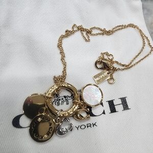 Coach Gold-Tone Multi Charm Necklace Signature C